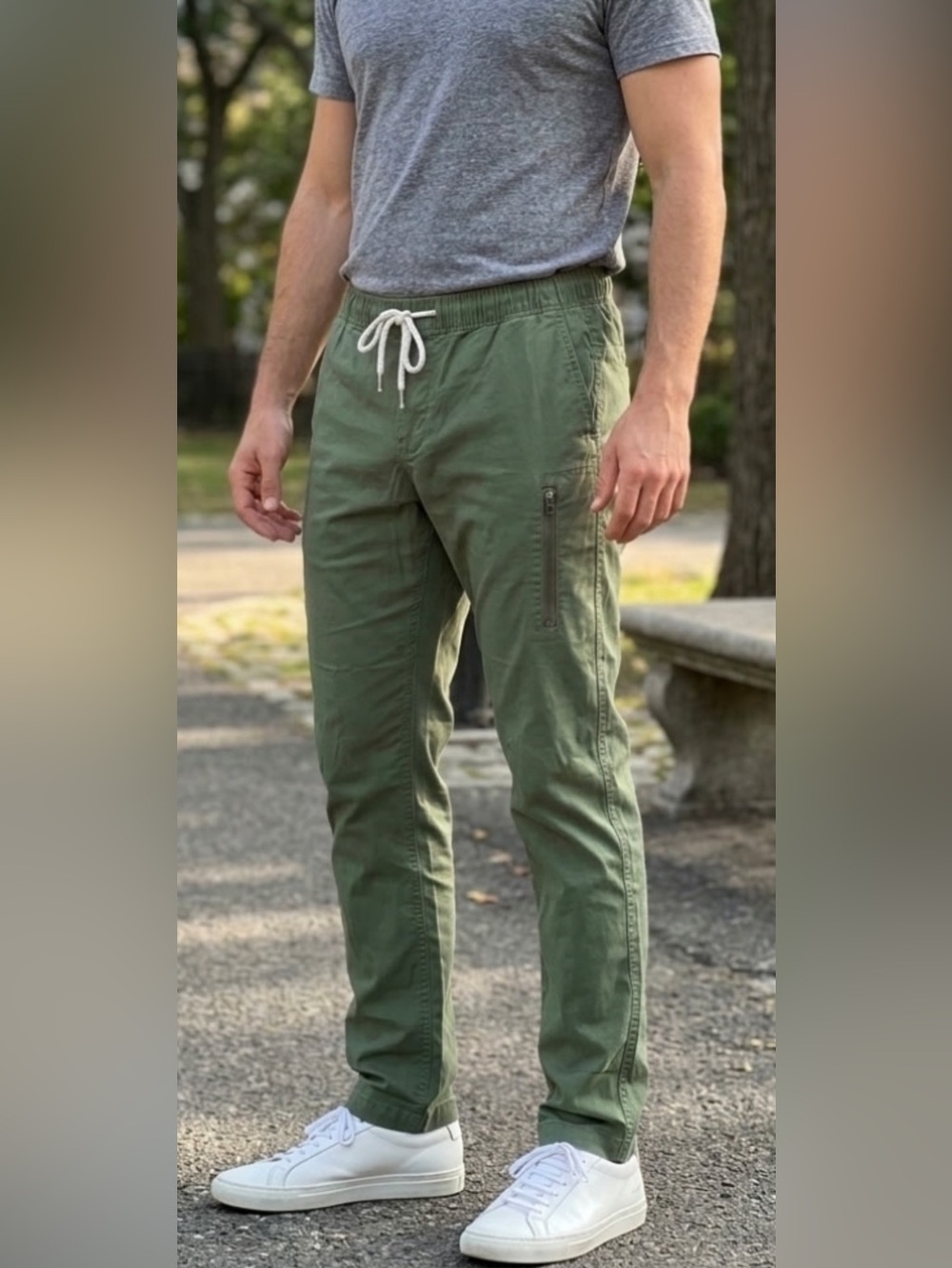 Vuori Olive Green Cargo Pants with Zippered Thigh Pocket